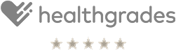 Healthgrades logo with five-star rating.